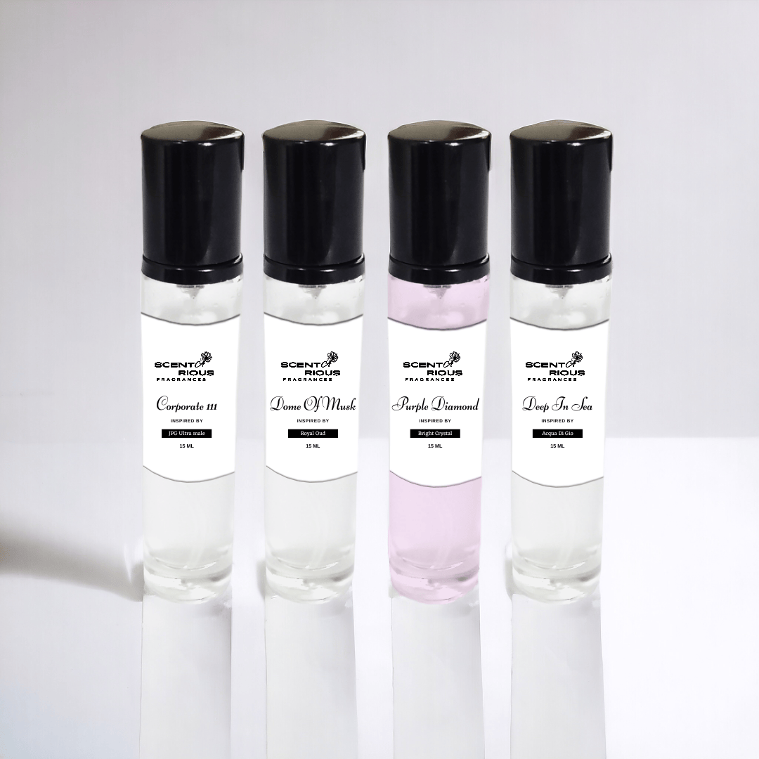 BUNDLE OF 4 PERFUMES (CUSTOM) - 15ML EACH - EASY TO CARRY | FREE DELIVERY AND GIFT BAG